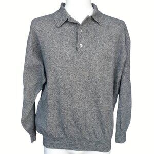 Guy Laroche Paris SZ XL Men's Merino Wool Heather Gray 3 Button Sweater